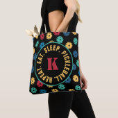 😍 Retro Pickleballen / zwart met initiaal Tote Bag (Dichtbij)