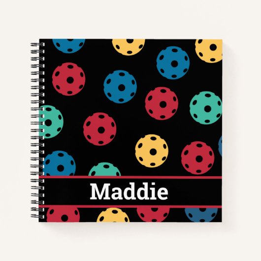 😍 Retro Pickleballen / zwart Notitieboek (Voorkant)