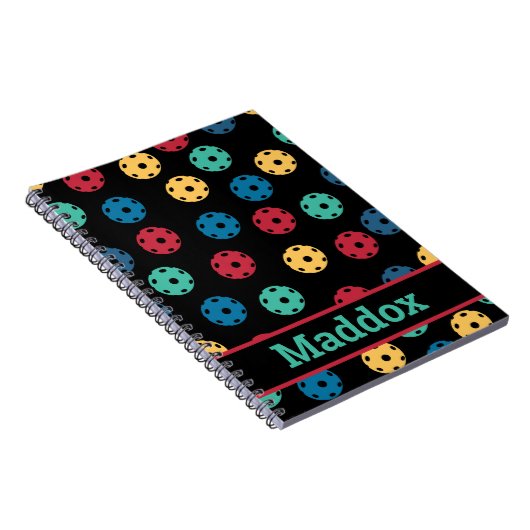😍 Retro Pickleballen / zwart Notitieboek (Rechterzijde)