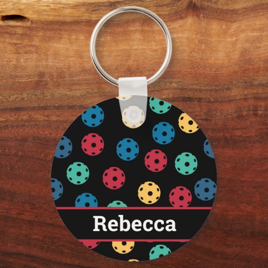 😍 Retro Pickleballen / zwart Sleutelhanger (Voorkant)