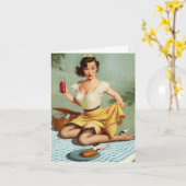 Retro Picknick Pin-up Verjaardag Kaart (Gele Bloem)