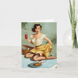 Retro Picknick Pin-up Verjaardag Kaart