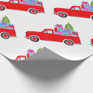 Retro Pickup met kerstcadeaupapier Cadeaupapier
