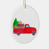 Retro Pickup Truck met kerstcadeaus Keramisch Ornament (Rechts)