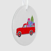 Retro Pickup vrachtwagen met kerstcadeaus Ornament (voorkant)