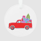 Retro Pickup vrachtwagen met kerstcadeaus Ornament (achterkant)