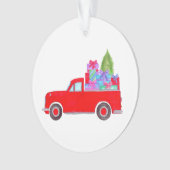 Retro Pickup vrachtwagen met kerstcadeaus Ornament (voorkant)