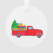 Retro Pickup vrachtwagen met kerstcadeaus Ornament (achterkant)