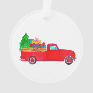 Retro Pickup vrachtwagen met kerstcadeaus Ornament
