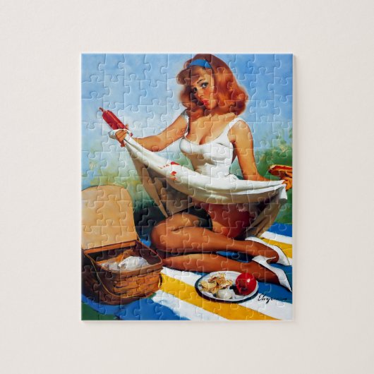 Retro Picnic Pin Up Girl Legpuzzel (Verticaal)