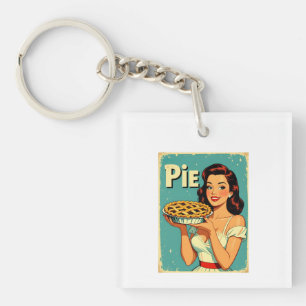 Retro Pie Dames – Illustratie vintage backposter Sleutelhanger
