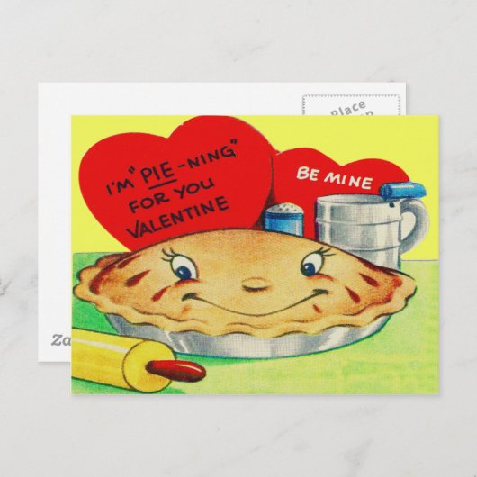  Retro Pie Valentijn Feestdagenkaart (Voorkant / Achterkant)