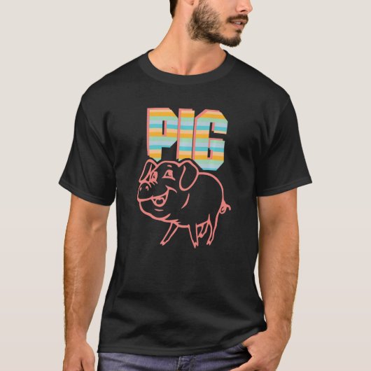 Retro Pig Lover, Cute Farmer, Farming For Men Wome T-shirt (Voorkant)
