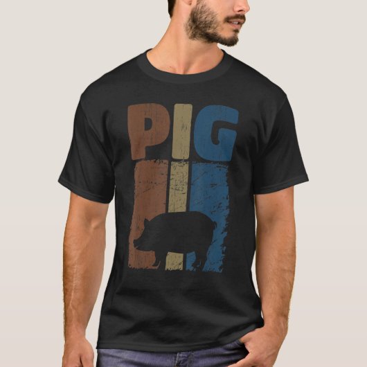 Retro Pig Lover, Cute Farmer, Farming For Men Wome T-shirt (Voorkant)