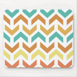 Retro Pijlen Chevron Oranje Teal Goud Muismat