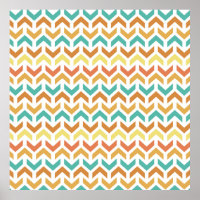 Retro Pijlen Chevron Oranje Teal Goud Patroon
