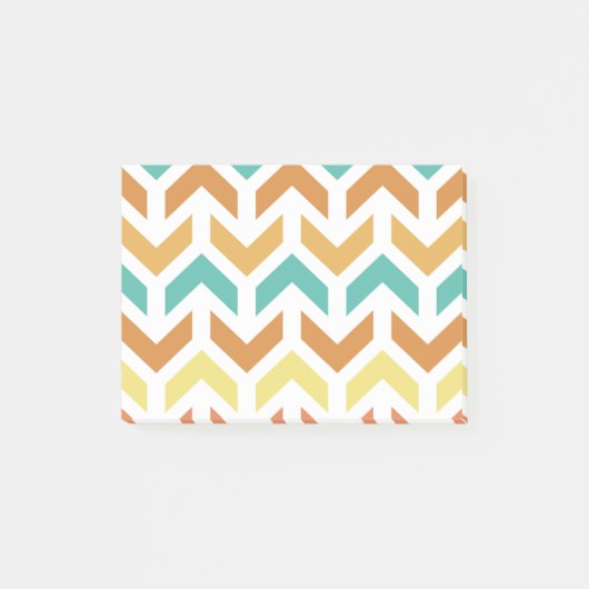 Retro Pijlen Chevron Oranje Teal Goud Post-it® Notes (Voorkant)