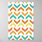 Retro Pijlen Chevron Oranje Turquoise Goud Patroon Poster (Voorkant)