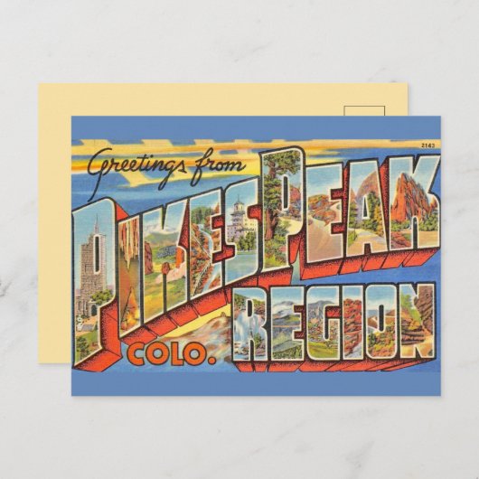 Retro Pikes Peak Colorado  Briefkaart (Voorkant / Achterkant)