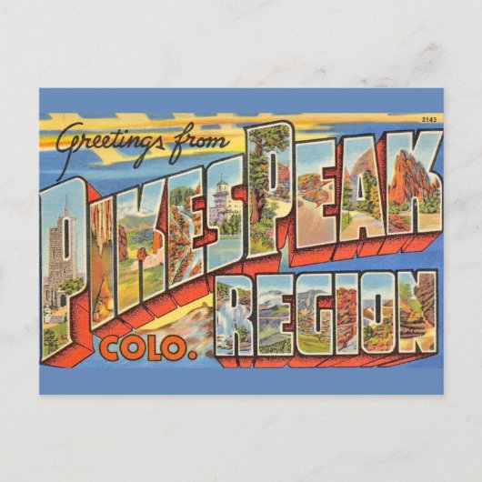 Retro Pikes Peak Colorado  Briefkaart (Voorkant)