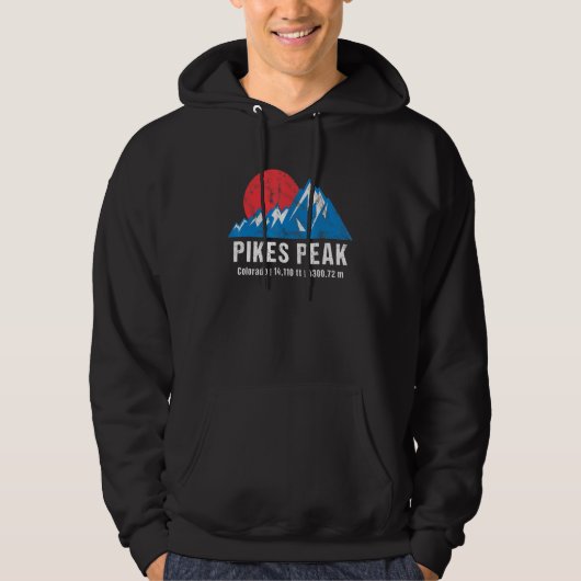 Retro Pikes Peak Colorado Mountains Hoodie (Voorkant)