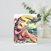 Retro Piloot Pin-up Briefkaart (Staand voorkant)