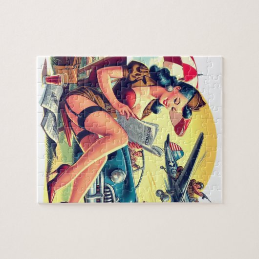 Retro Piloot Pin-up Legpuzzel (Horizontaal)