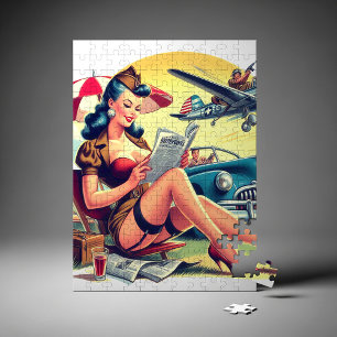 Retro Piloot Pin-up Legpuzzel