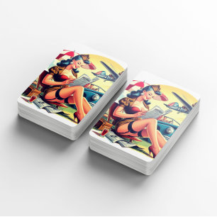 Retro Piloot Pin-up Pokerkaarten