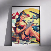 Retro Piloot Pin-up Poster
