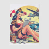 Retro Piloot Pin-up Tissuepapier (Voorkant)