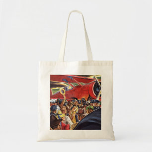Retro Piloot van een Eenvoudig Propeller Vliegtuig Tote Bag