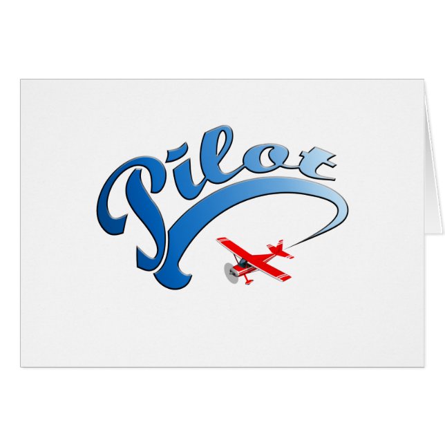 Retro Pilot-afbeelding met blauwe tekst (Voorkant Horizontaal)