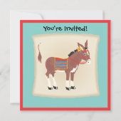 Retro Pin de staart op de Donkey Birthday Party Kaart (Achterkant)