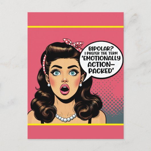 Retro Pin-up Actie Gevuld Briefkaart (Voorkant)