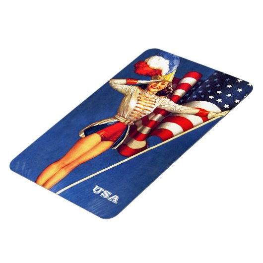 Retro Pin-Up Art USA Patriotic Magneet (Linkerzijde)