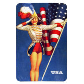 Retro Pin-Up Art USA Patriotic Magneet (Verticaal)