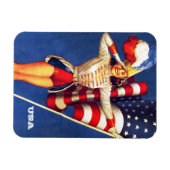 Retro Pin-Up Art USA Patriotic Magneet (Horizontaal)