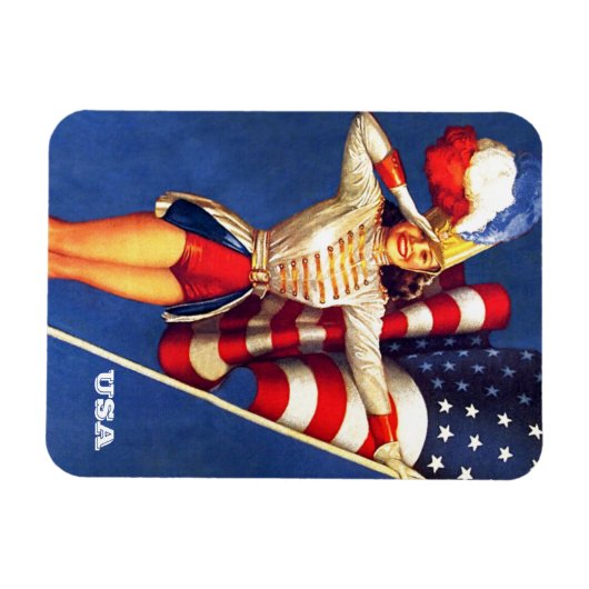 Retro Pin-Up Art USA Patriotic Magneet (Horizontaal)