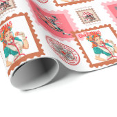 Retro Pin-Up Christmas Stamp Gift Wrap Cadeaupapier (Rol Hoek)