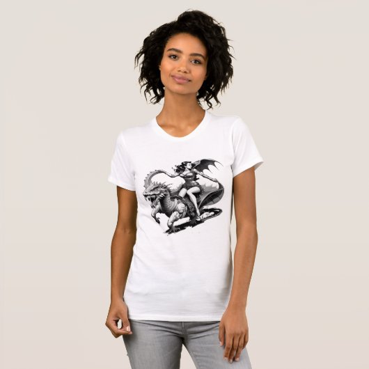 Retro Pin-Up Dragon T-shirt! T-shirt (Voorkant volledig)