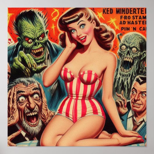 Retro Pin-up en Monsters Poster (Voorkant)