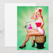 Retro Pin-Up Feest Uitnodiging Laten We Kletsen (Voorkant / Achterkant)