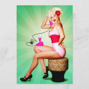Retro Pin-Up Feest Uitnodiging Laten We Kletsen
