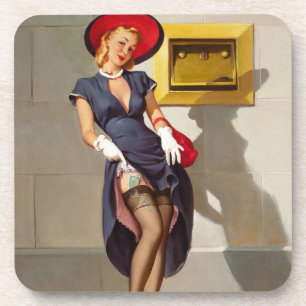 Retro Pin-Up Girl Bier Onderzetter