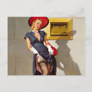 Retro Pin-Up Girl Briefkaart