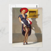 Retro Pin-Up Girl Briefkaart (Voorkant / Achterkant)