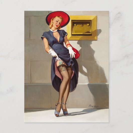 Retro Pin-Up Girl Briefkaart (Voorkant)