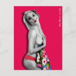 Retro Pin Up Girl Briefkaart Hot Pink