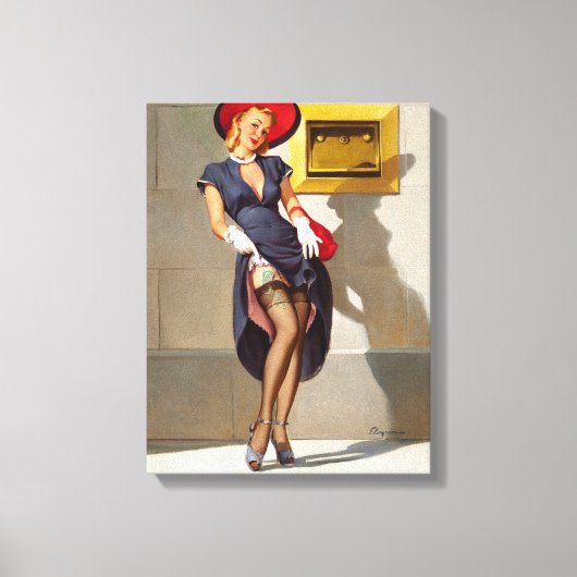 Retro Pin-Up Girl Canvas Afdruk (Voorkant)
